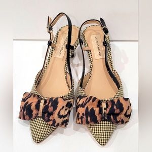 ANTONIO MELANI Houndstooth and Leopard
Slingback Kitten Heels Size 7.5